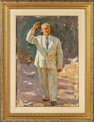 Овчинников Николай Васильевич (1918-2004). Мужчина в белом. Этюд к картине "В столице мира и дружбы". 1963.