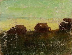 Левитан Авель (Адольф) Ильич (1859(61)-1933).
Сараи на закате. Конец XIX века.