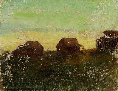 Левитан Авель (Адольф) Ильич (1859(61)-1933).
Сараи на закате. Конец XIX века.