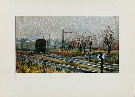 Незнайкин Иван Петрович (1916-1998). Зима. На путях. 1976.