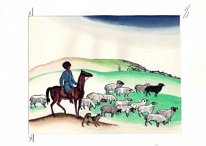 Лемкуль Федор Викторович (1914-1995). Пастух. Иллюстрация к книге "Страна, где мы живем". 1986.