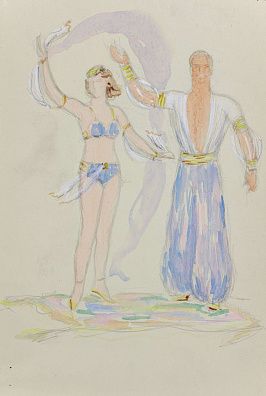 Эйгес Ольга Вячеславовна (1910-1996). Эскизы цирковых костюмов воздушных гимнастов. Двусторонний рисунок. Середина ХХ века.