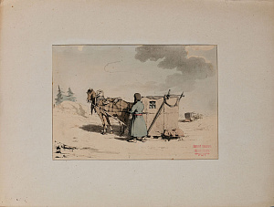 Джон Август Аткинсон ( John Augustus Atkinson) (1775-1830). 
Сани для путешествий. Из цикла "Живописное изображение нравов, обычаев и увеселений русских". Начало XIX века.