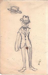 Пуни Иван (Жан) Альбертович (Jean Albert Pougny) (1892-1956). Мужская фигура. Набросок. 1940-е - 1950-е.