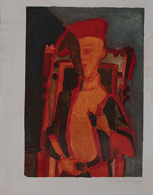 Ильющенко Владимир Иванович (1936-2008).
Портет в красных тонах. 1973.