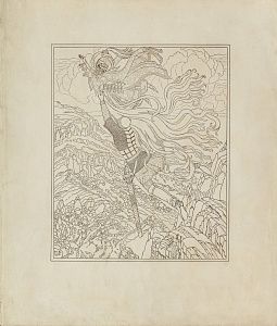 Билибин Иван Яковлевич (1876-1942). Полет Черномора с Русланом. Иллюстрация к поэме А.С.Пушкина "Руслан и Людмила". Первая половина ХХ века.