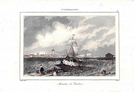 Огюстен Франсуа Леметр (Lemaitre Augustin Francois) (1797-1870). Смольный монастырь. Лист из книги "L'Univers. Histoire et Description de tous les Peuples. Russie". 1830-е.