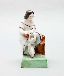 Чернильница "Дама с кошкой". Россия, частный завод, середина XIX века.
