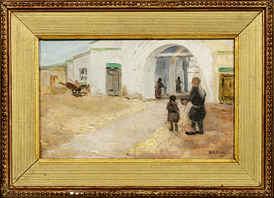 Лебедев Клавдий Васильевич (1852-1916).
У монастырских  ворот. Конец XIX - начало ХХ века.