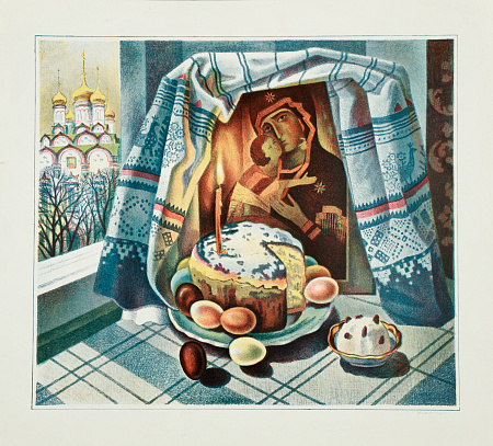 Аверьянов Владимир Васильевич (р.1952).Пасха в Хамовниках. 1980-е.