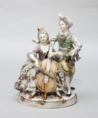 Скульптура "Кавалер и дама с виолончелью". Германия, 1950-70 годы.