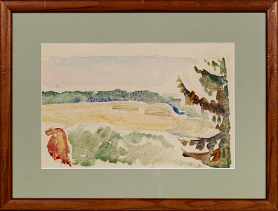 Удальцова Надежда Андреевна (1886-1961). 
Пейзаж с полем. Истра. 1952.