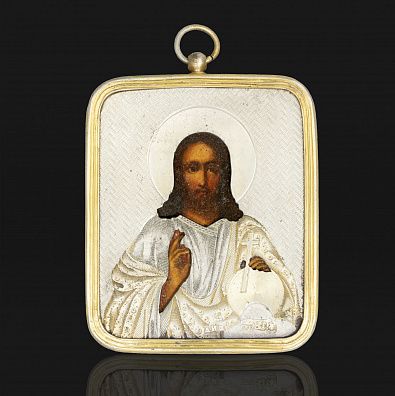 Икона "Господь Вседержитель", в серебряном окладе. 1862 год. Москва. Мастер – "А.И.М.".