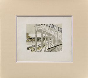 Конашевич Владимир Михайлович (1888-1963). 
Стадион имени Ленина на Ждановке. Литография из альбома "Ленинград. Новые пейзажи 1917-1932". 1932.