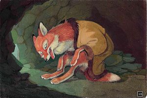 Репкин Петр Петрович (1915–1995). Лиса. Эскиз иллюстрации к диафильму "Лисичка со скалочкой". 1955.