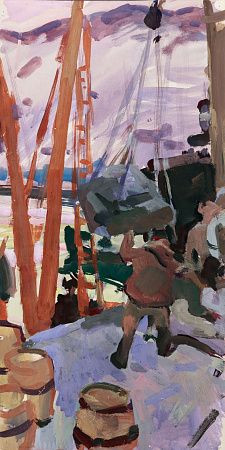 Алексеев Адольф Евгеньевич (1934-2000).Погрузка в порту. Серия "Русский Север". 1961.