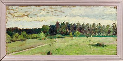 Неизвестный художник. Россия. Пейзаж с полем. 1930-е - 1940-е.