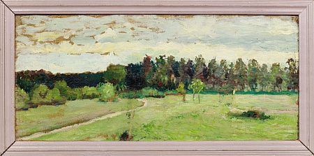 Неизвестный художник. Россия. Пейзаж с полем. 1930-е - 1940-е.