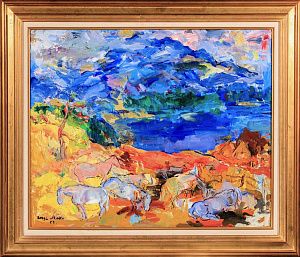 Мако Серж (Сергей Александрович (1885-1953). Пейзаж с лошадьми. 1953.