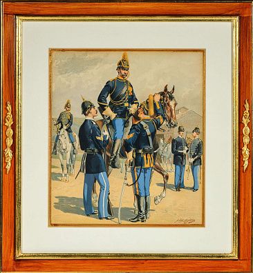 Генри (Гарри) Александр Огден (Henry (Harry) Alexander Ogden) (1856–1936). Конный офицер. Лист из книги "Униформа армии США" Генри Нельсона с иллюстрациями Х.А. Огдена. 1889.