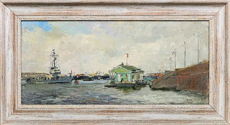 Кац Илья Львович (1908-1992). Дебаркадер на Неве. 1953.