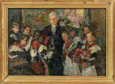 Харьковский Абрам Моисеевич (Авраам Менашевич) (1911–1995). Этюд к картине "Встреча с учительницей". 1950.