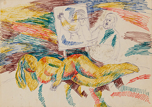 Струлев Евгений Алексеевич (1939-1998). Художник и натурщица. 1980-е.