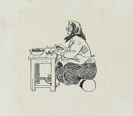 Гуревич Борис Абрамович (1929-?).
Старушка на кухне. 1960-е.