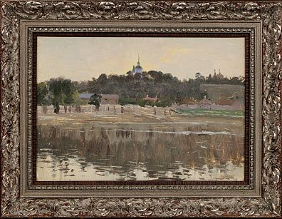 Переплетчиков Василий Васильевич (1863-1918). 
Вид на монастырь. 1890-е - 1900-е.