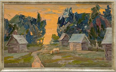 Антонов Сергей Георгиевич (1932-2006). 
Сараи. Вечер. 1969.