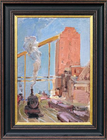Симберг Вольф Бенетович (1913-1996) .Пейзаж с паровозом. 1950-е.