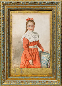 Александровский Степан Фёдорович (1842-1906).Портрет девочки в красном платье. 1900.