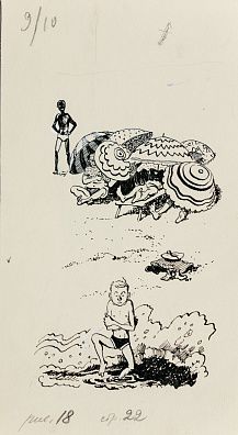 Иткин Анатолий Зиновьевич (р.1931). На море. Иллюстрация к книге М.Ильина "Воспоминания юнги Захара Загадкина". 1959.