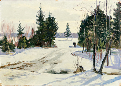 Маркин Виталий Александрович (1924-1998). Зима. Прогулка. 1960-е - 1970-е.