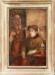 Бурлюк Давид Давидович (1882-1967). 
Автопортрет с женой Марусей. Вторая треть ХХ века.
