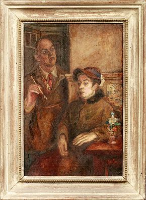 Бурлюк Давид Давидович (1882-1967). 
Автопортрет с женой Марусей. Вторая треть ХХ века.