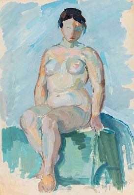 Дургин Виктор Яковлевич (1937-2005). Сидящая обнаженная. Последняя треть ХХ века.