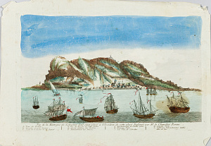 Неизвестный художник. Западная Европа.  
"Вид на Гибралтар". Середина XVIII века.