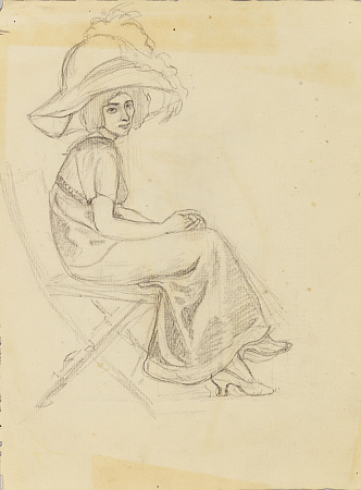 Рерберг Федор Иванович (1865-1938). (?).Портрет девушки в шляпе. 1910-е.