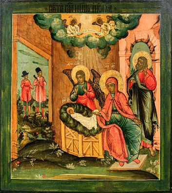 Икона "Рождество Христово". Первая четверть XVIII века. Центральная Россия.