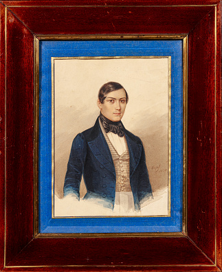 Густав Карл Юстус Цапф (Gustav Karl Justus Zapf) (XIX-XX). Портрет молодого человека в синем костюме. 1834.