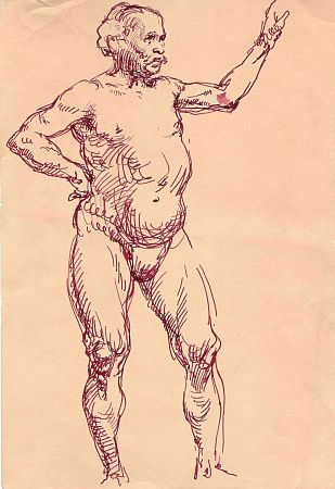 Пинкисевич Пётр Наумович (1925-2004). Стоящий натурщик. Середина ХХ века.