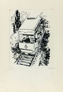 Лурье Аркадий Александрович (1916-1990).На трамвайчике. Иллюстрация к книге "Уходим завтра в море" И.Всеволожского. 1963.