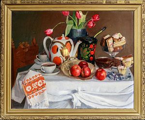 Китаев Булат Ахмедович (р.1963(?). 
Натюрморт с яблоками. 1986.