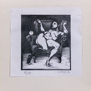 Гоппе Виктор Николаевич (р. 1962). (?). Обнаженная в кресле. 1990.