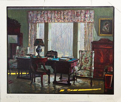 Соколов Илья Алексеевич (1890–1968). "Кабинет В.И. Ленина". Из серии "Дом-музей В.И. Ленина в Ленинских горках". 1952-1953.