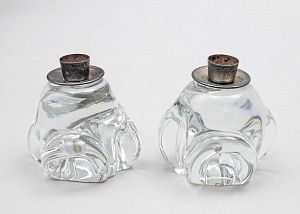 Парные подсвечники абстрактной формы. Франция, фирма Cristal J.B. France, вторая половина ХХ века.