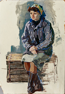 Альберти Петр Филиппович (1913-1994). Девушка на скамейке. 1960.