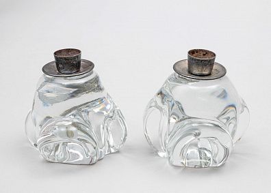 Парные подсвечники абстрактной формы. Франция, фирма Cristal J.B. France, вторая половина ХХ века.
