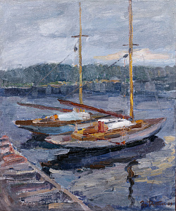 Ребане Эрих Иоганесович (1922-1999). 
Вечер. Лодки. 1969.